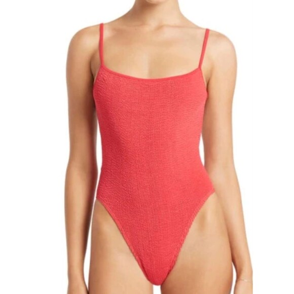 Bond-Eye Low Palace Textured Open Back One Piece Swimsuit in Guava One Size - Picture 1 of 6
